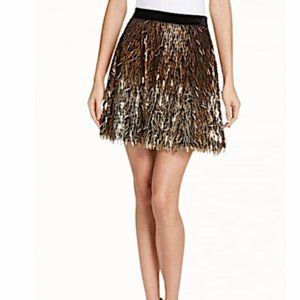 Alice + Olivia Cina Embellished Mini Skirt Gold Ombre Sparkle Sequin